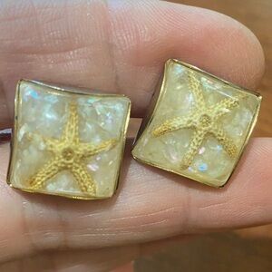 Vintage 1950s Enamel Starfish Cuff Links